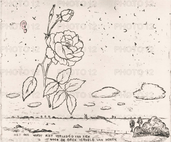 The eye is not saturated with seeing, nor the ears filled with hearing, print, Representation of a