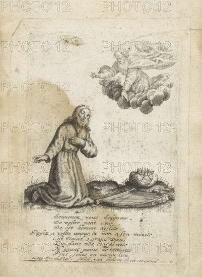 David as a penitent, David Profugus, David disgracié, print, album page, Series number, 6, As a