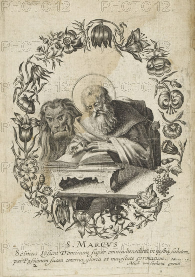 St. Mark, Evangelist Mark, Four evangelists, print, album page, Series number, 2, 4, The evangelist