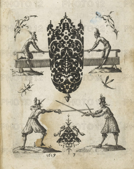 Black ornaments in the shape of a pendant and a triangle, Black ornaments, print, album page,