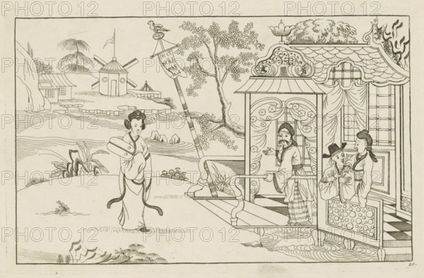 Landscape with a Chinese lady, Newly invented Chinese, drawn with great difficulty and brought to