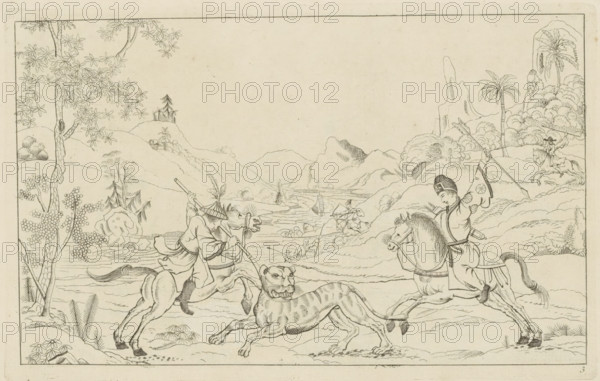 Landscape with a tiger hunt, Newly invented Chinese, drawn with great difficulty and published, by