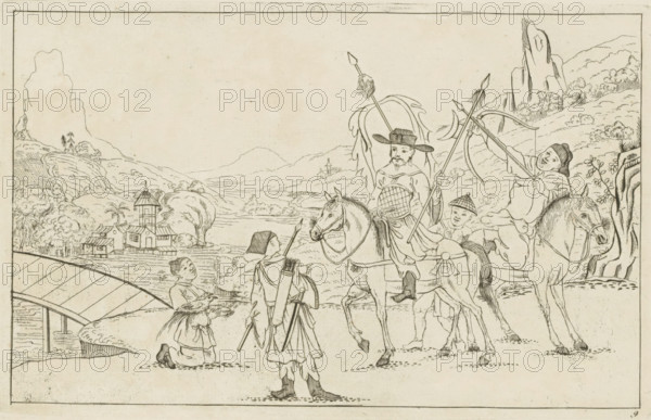 Hunters in a landscape, Chinese hunting scenes, Newly invented Chinese, drawn with great difficulty
