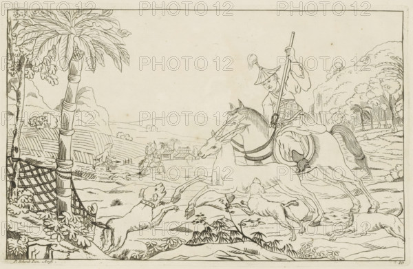 Hunt for a hoofed animal, Chinese hunting scenes, Newly invented Chinese, drawn with great