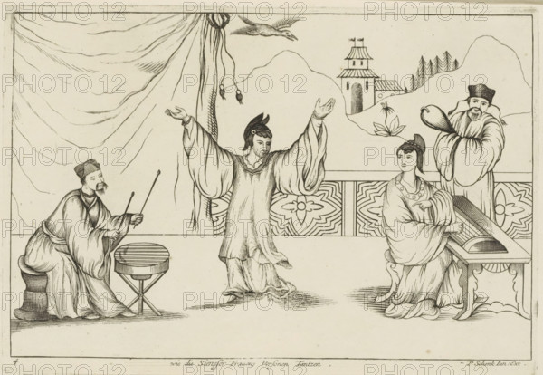 Musicians and dancing Chinese woman, Wie die Sieneser Frauens Personen tantzen, Chinese customs,