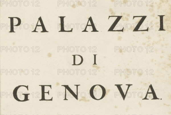 Palazzi di Genova, album page, title page, text sheet, Title page of the second volume with