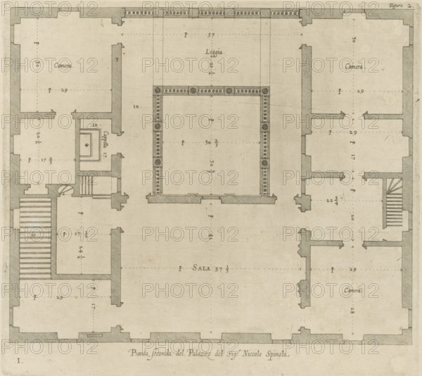Pianta seconda del Palazzo del sigr. Niccolo Spinola, Plan of the first floor of the Palazzo Doria