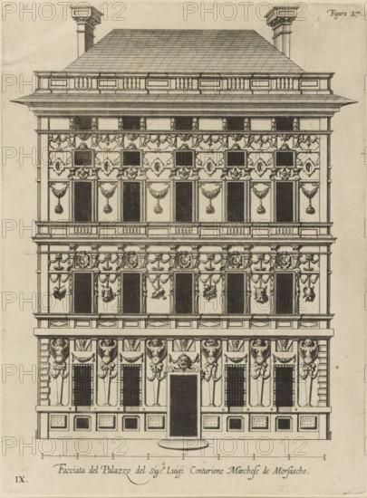 Facciata del Palazzo del sigr. Luigi Centurione Marchese de Morsascho, Uprising of the façade of