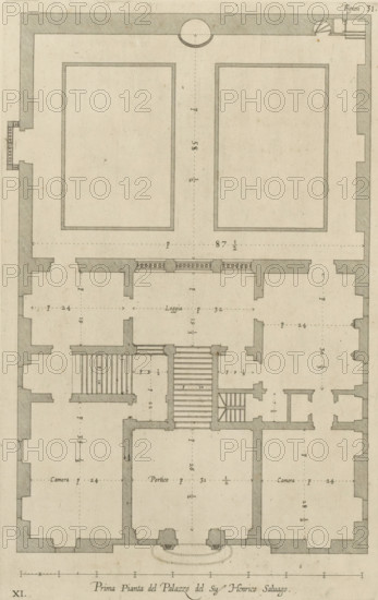 Seconda pianta del Palazzo del sigr. Henrico Salvago, Plan of the first floor of the Palazzo