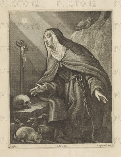 St. Juliana of Falconieri in ecstasy, print, album page, St. Juliana of Falconieri in ecstasy