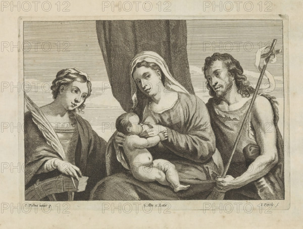 Mary with the Christ Child, St. Catherine of Alexandria and St. John the Baptist, print, album