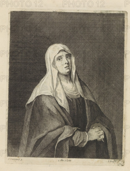 Mourning Mary (Mater Dolorosa), print, album page, Mourning Mary with folded hands. This print is
