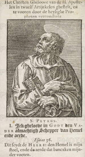 St. Peter, Apostle Peter, Christ, Mary and the twelve apostles, print, album page, book