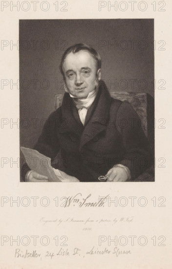 Portrait of William Smith, print seller in London, Wm. Smith, print, printmaker: Samuel Freeman,