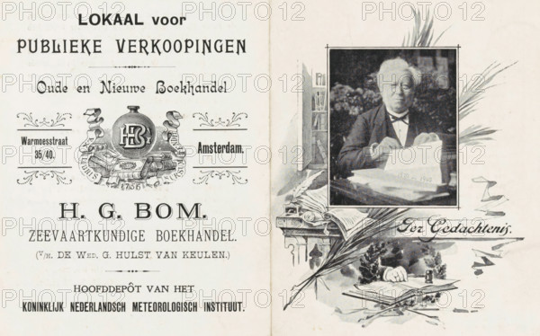 Portrait of Hendricus Gerardus Bom, print, Portrait of bookseller, publisher, and auctioneer