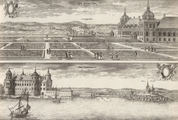 Arx Eskilstuna, Arx Gripsholm, View of Eskilstuna Castle and Gripsholm Castle, Suecia Antiqua et