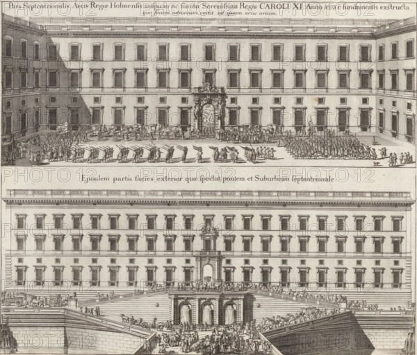 Pars Septentrionalis Arcis Regiæ Holmensis, North wing of Tre Kronor Castle, Suecia Antiqua et