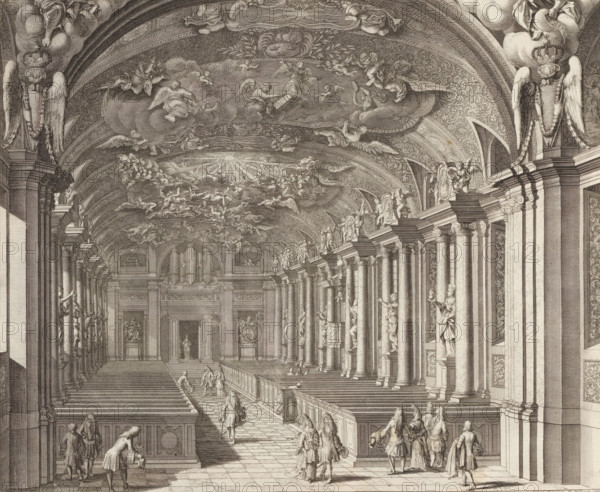 Interior of the old chapel in the Tre Kronor castle, Delineatio Templi, Suecia Antiqua et Hodierna,