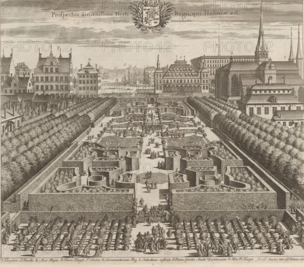View of the Kungsträdgården in Stockholm, from the north, Prospectus amoenissimi Horti Regii qui