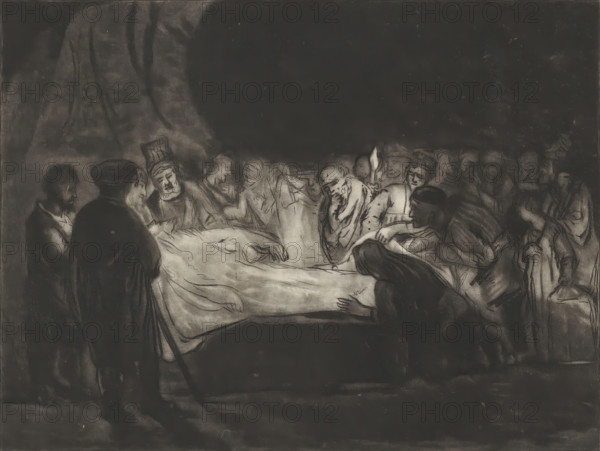 The Entombment of Christ, print, album page, printmaker: William Baillie, after painting by