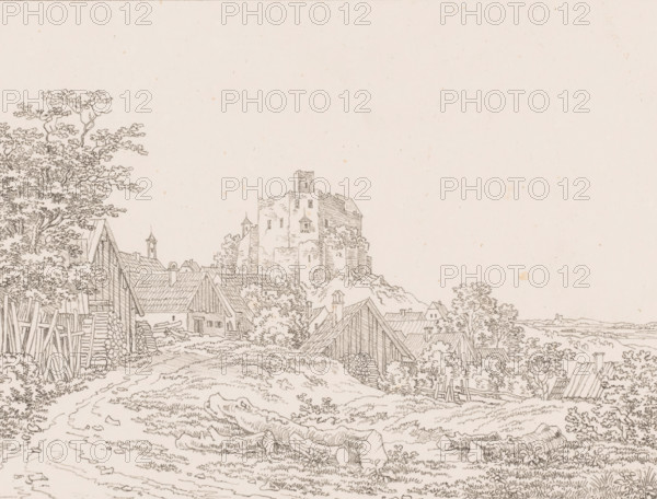 View of a castle near a city, Templates for Landscape Artists, Examples for the Landscape Artist,