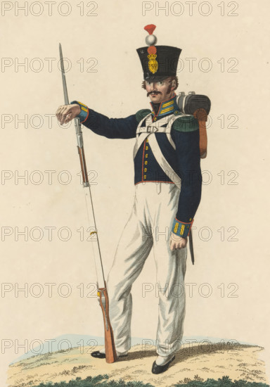 Flanker, Troops in the East Indies, print, A flanker of the Dutch troops in the East Indies. Plate