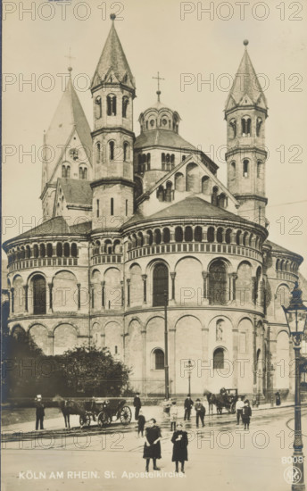 Köln an Rhein. St. Apostelkirche, View of the Apostle Church in Cologne, Bilder aus der Kunst aller
