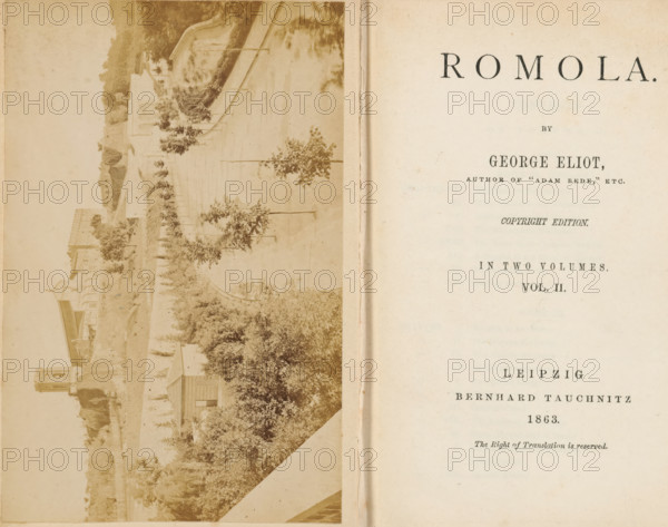 Romola, book, retailer's mark: 'Edward Goodban', inscription: 'vol. II 29 albumines dont, 9