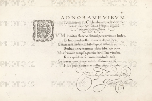 Writing sample: Ad nob. amp. virum, Thrésor litéraire, Mirror of writing skills, print, album page,