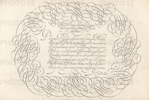 Writing example: DD Francisco Lansbergio, Thrésor litéraire, Spieghel der rijkonste, print, album