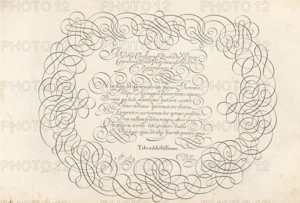 Writing sample: Ad doctiss. clarissismumque, Mirror of writing skills, Thrésor litéraire, print,