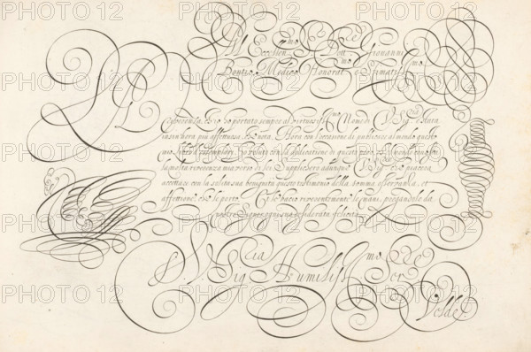 Writing example: Al eccellen. S. dott. Giovanni Bontio, Thrésor litéraire, Spieghel der