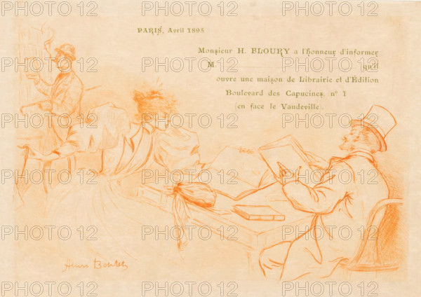 Announcement of the founding of the Henry Floury bookstore and publishing house in Paris, print,