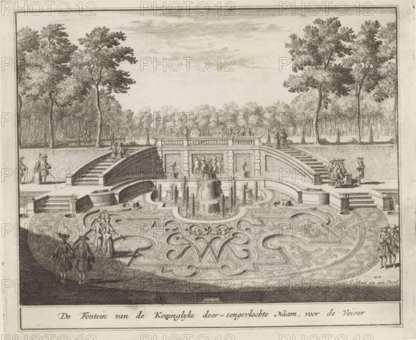 Fountain and parterre with the letters W and M intertwined, The Fountain of the Royal Intertwined