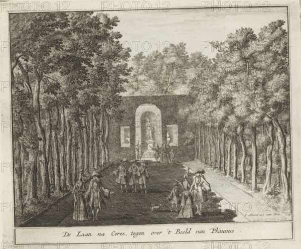 Avenue and statue of Ceres in the gardens of Het Loo Palace, The Avenue to Ceres, opposite the