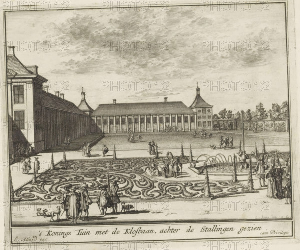 Swinging rink at Het Loo Palace, The King's Garden with the Swinging rink, seen from behind the