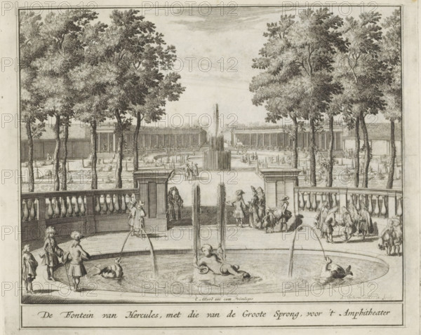 The Fountain of Hercules, with that of the Great Leap, in front of the Amphitheater, Fountain of