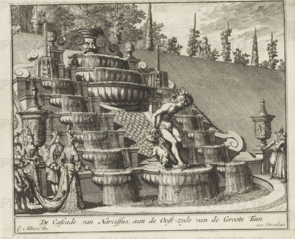 Narcissus cascade in the garden of Het Loo Palace, The Cascade of Narcissus, on the east side of