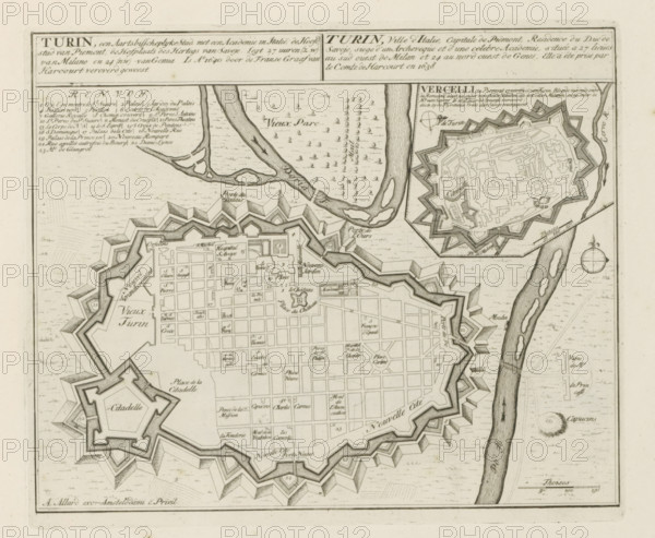 Map of Turin, Turin, an archiepiscopal city with an academy in Italy, Les Principales Forteresses &