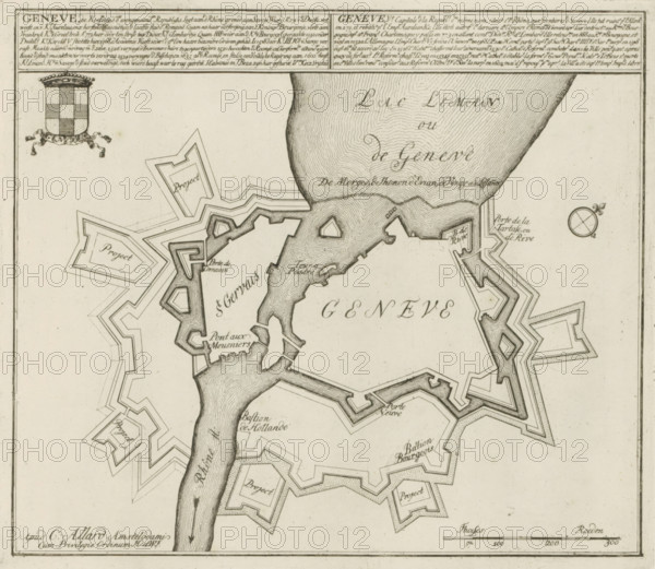 Map of Geneva, Geneva, the capital of the aforementioned Republics, Les Principales Forteresses &