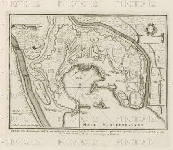 Genoua, an archiepiscopal city situated on a hill, Map of Genoa, Les Principales Forteresses &