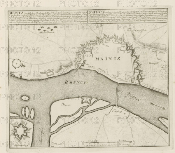 Map of Mainz, Mentz, is the capital of the archbishoprics, The Principal Fortifications &