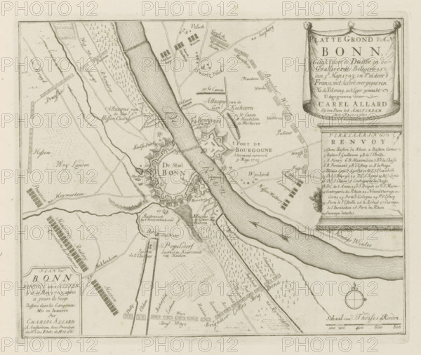 Siege of Bonn, Map of Bonn, as it was besieged by the Germans and the Allies on May 5, 1703, and