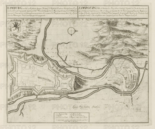 Map of Limburg, Limburg, a city and castle, in the Spanish Netherlands, Is 1703 27 Sept:
