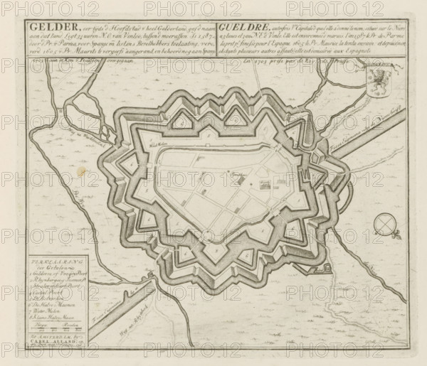 Map of Geldern, Gelder, formerly the capital of all Gelderland, passed to the King of Prussia in