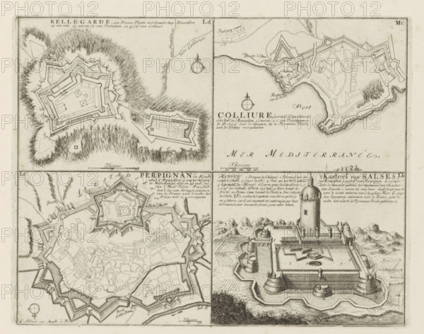 Cities and a castle in the county of Roussillon, Belle-Garde, Colliure, Perpignan, the Castle of