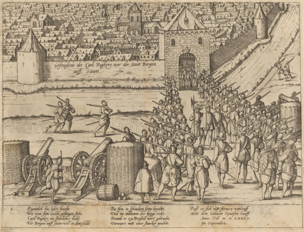 Carl Fugger and Fronsberger captured before Bergen op Zoom, 1577, Gefengknis des Carls Fugkers vor