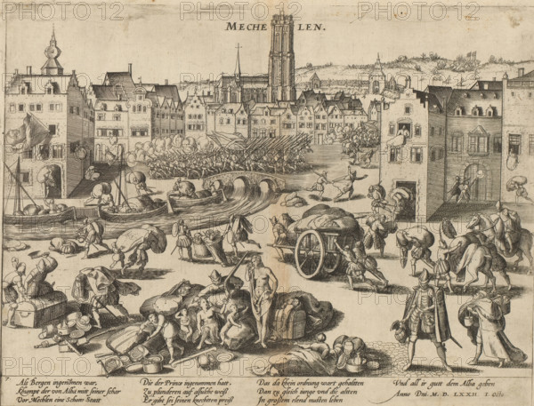 Sack of Mechelen, 1572, Series 6: Dutch Events, 1571-1576, print, album page, Sack of Mechelen by