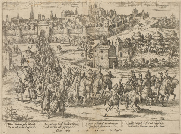 Margaretha van Parma departs from Brussels, 1567, Series 5: Dutch Events, 1566-1570, print, album