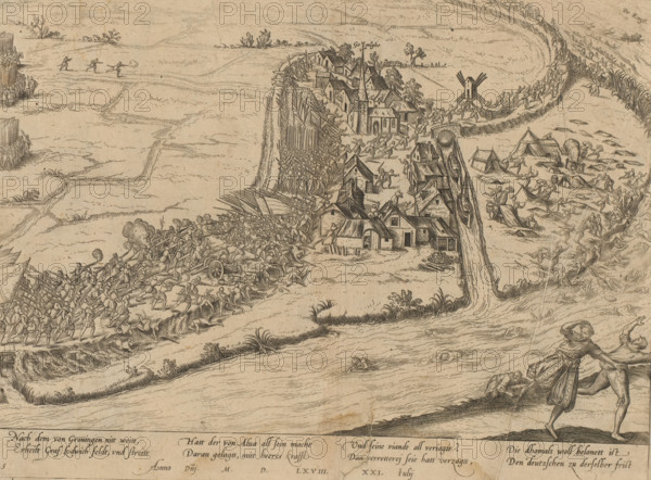 Battle of Jemmingen, 1568, Series 5: Dutch Events, 1566-1570, print, album page, July 21, 1568. The